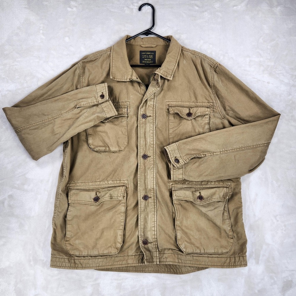 Lucky Brand Jacket Mens 2XL Beige Type L-54C Canvas Military Utility Field
